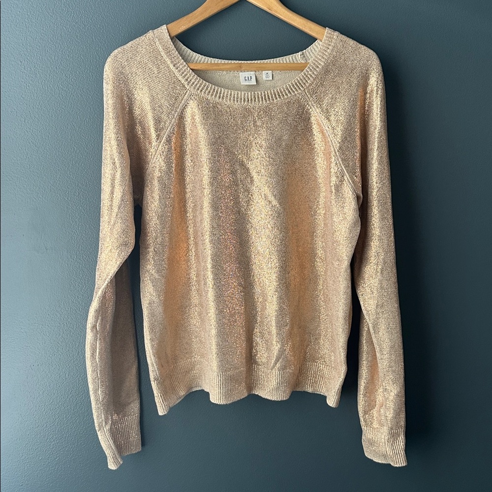 ⭐️GAP women’s sweater gold bronze metallic size medium tall EUC
